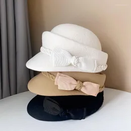 Berets francuska sukienka beret zimowy kapelusz vintage fascynator czapki melonik artystka boina bowknot cap fedoras