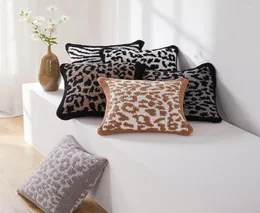 سادة العلبة المحبوك Jacquard Leopard Pillowcase Lamb Velvet Cover Cover Decor Decor Case Sofa Cushion Decorative 45x45cm2688374