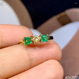 Cluster-Ringe KJJEAXCMY Feiner Schmuck 18 Karat Gold eingelegter natürlicher Smaragd Weibliches Mädchen Fräulein Frau Ring Modeunterstützungserkennung