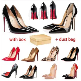 Luxurys Kadın Ayakkabı Yüksek Topuklu Seksi Kırmızı Siyah Beyaz Sivri Burun Seksi 8 cm 10 cm 12 cm Pompalar Gelinlik Ayakkabı Çıplak Siyah Toz Torbaları Ve Kutu Ile Parlak
