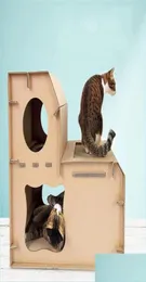Catchers de muebles de gato Duración Double Doble Deck Tipo Scratchers Cat Scratchers Corrugated Paper Cats Tablero de tablero Ajuste Jugar Pet Supp1888000