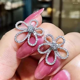 Baumelnde Ohrringe, ästhetischer Blumen-Ohrstecker, Ohrpiercing, luxuriöser eingelegter Zirkonia, zartes Geschenk für Damen, Statement-Schmuck