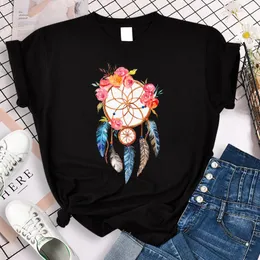 Damen T-Shirts Fee Harajuku Gothic Mode Goth Kpop Grunge Y2k Ästhetik für Frauen Trend Cartoon Traumfänger Print Kleidung