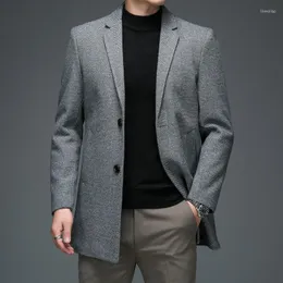 Abiti da uomo Inverno Autunno Uomo Blazer in lana di cashmere caffè grigio Stile inglese Giacche in misto lana di pecora morbida e calda Abiti eleganti