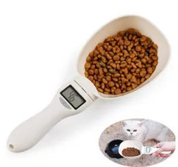 Husdjur mäter sked mat mät skedar kopp exakt hund katt löstagbara köksverktyg Scooper digital skala med LED -display 2106158247647