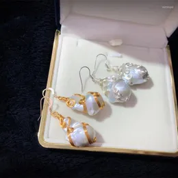 Orecchini a cerchio Fatti a mano Forma barocca irregolare Oro e argento Colore Sterling 925 Gancio anallergico Orecchino da donna di alta qualità Nuziale