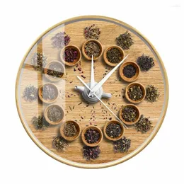 Wall Clocks Tea Sets Modern Design Novelty Wooden Frame Clock Silent Non Ticking Sweep For Coffee Shop Kitchen House Decor