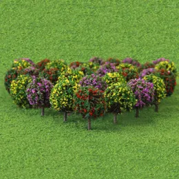 Decorative Flowers 1:100 Scale 30pcs Flower Trees Model Train Layout Garden Park Scenery Landscape Artificial Miniature Tree