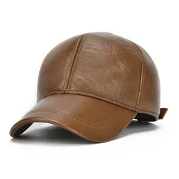 Boll Caps Brand Style Men's Real Cowhide Leather Baseball Cap Brand Sboy /Beret Hat Winter Warm Cowhide Cap Cow-09 230303