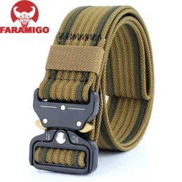 Cinture FARAMIGO New Nylon Belt Men Army Tactical Belt Molle Military T Cinture da combattimento Knock Off Emergency Survival Waist Tactical Gear Z0228