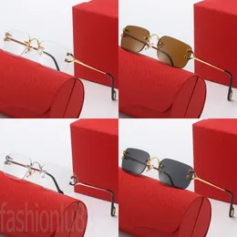 Rimless Luxury Designer Sunglasses C Mens copos Portátil leve Lunette de Soleil Anniversary Designer Reflexivo Óculos de sol para mulheres PJ039 B23