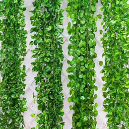 장식용 꽃 12 pcs 인공 아이비 잎 식물 포도 나무 매달려 가짜 가짜 잎 홈 부엌 정원 사무실 웨딩 벽 장식