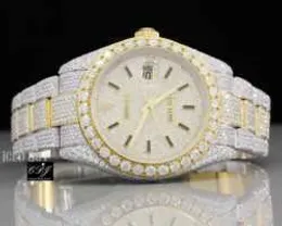 Moissanite Studded y iced out luxury watch bust down Two Tone Hip Hop Diamond Watch for men and women20RG