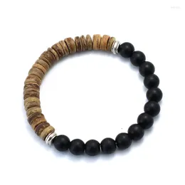 Urok bransolety minimalistyczne naturalne drewniana bransoletka mężczyźni Bracled Braclet Colorblock Yin Yang Braslet Yoga Meditation Tiger Eyes Brazalete