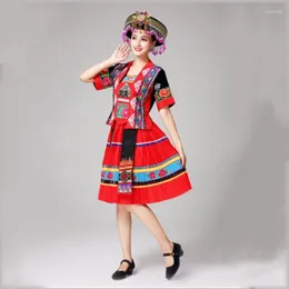 Scena noszona chińska ludowa taniec ludowy hmong odzież Miao tradycyjne stroje biodrowe dla śpiewaków