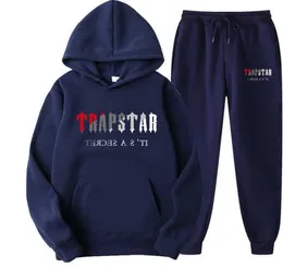 Herrspårar FW Trapstar Men Kvinnor Tracksuit Märke Tryckt Streetwear Sportwear Warmtwo Pieces Set Hoodie Pants Jogging Hooded Motion Design