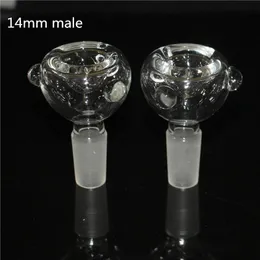 Hookahs glas rökskål Glasskål med 14 mm manlig gemensam klar glas glidskål torr ört skål för glasbongar med handtag