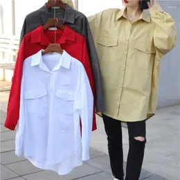 Women's Blouses Women Shirts White Plain Loose Streetwear Female 2023 Spring Autumn Tops Bf Long Sleeve Blusas Jacket