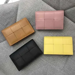 Wallets Leather Card Bag Woven Style BankCard Holder Multiple Card Slots Card Bag Women's Big Grid Handwoven 2022 New FashionL230303