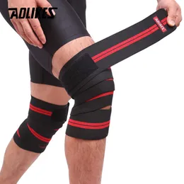 Elbow Knee Pads AOLIKES 1PCS 2M8CM Fitness Pressurized Straps Gym Weight Lifting Leg Knee Compression Training Wraps Elastic Bandages J230303