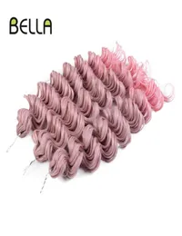 Trenzado sintético Bella Bella sintética de 24 pulgadas de profundidad onduladas de profundidad Afro Curls Cabello Cabello Ombre Pink Color 3 PCS 300G 1889692