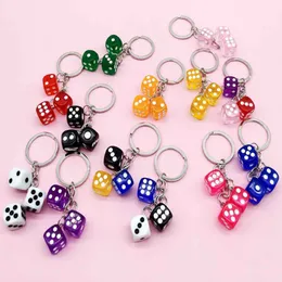 10pcs Colored dice key Ring pendant Resin Gift Schoolbag pendant Birthday gift