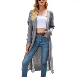 Malha Feminina IMCUTE Y2K Personalidade Rasgado Suéter de Malha Cardigan Moda Feminina Casual Jaqueta Manga Longa Decote em V Malhas