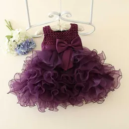 Kız Elbiseleri Katmanlı Pembe Bebek Kız Elbise Prenses Mor Mini Kız Vestido Partisi Küçük Kız Giyim 1 2 3 Yaş RKF194035