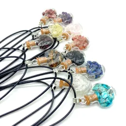Handmade Natural Crystal Stone Glass Bottle Heart Pendant Necklaces For Women Lady Party Club Decor Jewelry