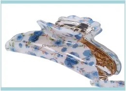 Aessories Tools Productswoman Dark Blue Florals Pattern Plastic Hair Claw Clip Clamp1 Drop Delivery 2021 Cyvge3152872