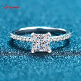 خواتم الزفاف Smyoue Real 12ct Princess Cut Moissanite for Women Gemling Gemstone Engagement S925 Silver Plated PT950 GRA 230303