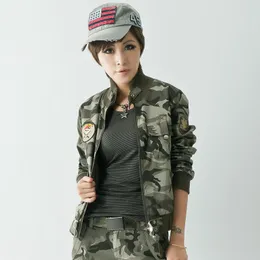 Jackets femininos 2023 Autumn Outlum Casual Camuflage Casual Roupas Mulheres uniformes uniformes do exército jaqueta de manga longa W874