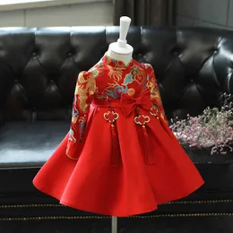 Vestidos da menina crianças roupas meninas aniversário vestido de princesa vestidos de menina festa e casamento estilo chinês tang terno manga longa vestidos