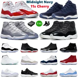 Con Box Jumpman 11 Scarpe da pallacanestro Uomo Donna 11s Cherry Midnight Navy Cool Grey 25th Anniversary Bred Pure Violet Scarpe da ginnastica da uomo Sneakers sportive Scarpe da uomo e da donna