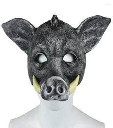 Party Masks 3D Realistic Wild Boar Face Mask Pu Foam Pig Cover Dress Up Animal Cosplay Rave Halloween Masquerade Props5376476