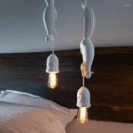 Lâmpadas pendentes resina Squirrel Lights LED LUZES MODERNAÇÕES INDUSTRIAL ANIMAL COZINHA LUBLE DE SANGUELA Lâmpada Infantil Barra de Decoração de Loft Decoração