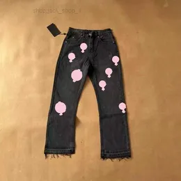 Jeans Designer Make Old Washed Chrome Straight Trousers Heart Letter Prints for Women Men Long Style 129 7 XVNR