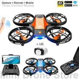 ElectricRC Aircraft V8 Wholesale Induction Control RC Helicopters Toy Gift FPV VR Mini Drone 4k HD Aerial Pography Folding Quadcopter With Camera 230303