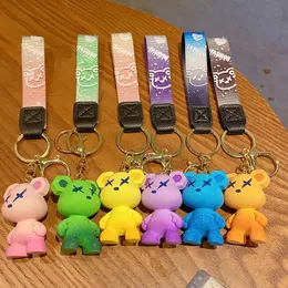 Cartoon kleurverandering beer sleutelhanger accessoires paar auto sleutel ketting hanger tas tas hangende creatieve kleine geschenken