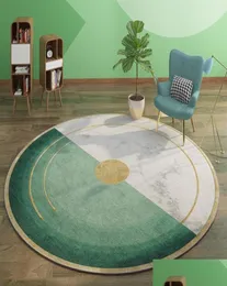 Dywany luksusowy zielony okrągły dywan do salonu huśtawka strefa krzesła dywanowy mata podłogowa Poliester Veet Prolee dywany 316J8333644