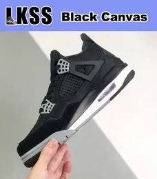 LKSS Black Canvas Jumpman 4 4s Shoes OG Mens Basketball Sneaker Sport Sneakers