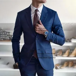 Ternos masculinos Blazers Moda Blue Royal Men do traje de lapela Blazer Blazer Slim Fit Wedding Groom Tuxedo Terno Masculino 2 Peça calças de jaqueta 230303
