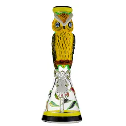 13.9 inches straight tube hookah owl shape color beaker bong with diffused downstem percolator and 14mm female joint