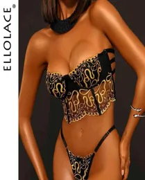 Ellolace Kant Sexy Lingerie Off Shoulder Bra Thongs Set Vrouw 2 Stuks Fancy Ondergoed Gouden Borduurwerk Naadloze Intieme 2206018321247