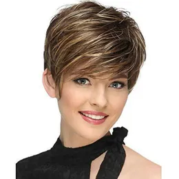 Synthetic Wigs Wig Female Fashion Short Hair Handsome Texture Straight Chemical Fiber Mechanism Headgear New Product 230303