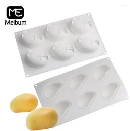 Moldes de cozimento meibum 6 cavidade manga de manga ferramentas de mangifera design bolo de silicone bolo de fruta de mousse de cozinha de cozinha pankwareware