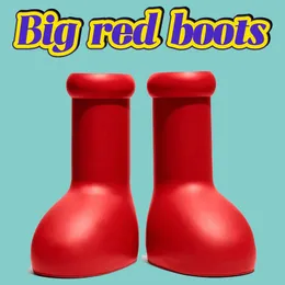 MSCHF BIG Red Boots Designer Rain Boot Women Men Astro Boy Rainboots Bottom Bottom Non Slip Rubber Rubber Platform