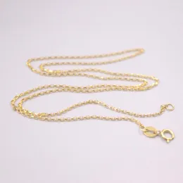 Kedjor AU750 Pure 18K Yellow Gold Chain 1mm Bred Rolo Cable Link Necklace 2.6g / 18 tum för kvinnors gåva