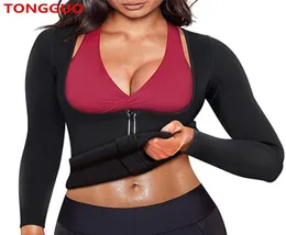 Vrouwen sauna pak taille trainer neopreen shirts voor sport workout corset hitte body shaper afslankelen lange mouw zweet t -shirt tops 229734320