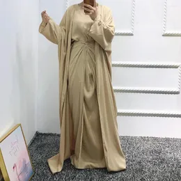 Abbigliamento etnico Set musulmani Robe Longue Kimono Ensemble Femme Musulmane Abaya per le donne Caftano Marocain Caftano Abaya Dubai Turchia Islam